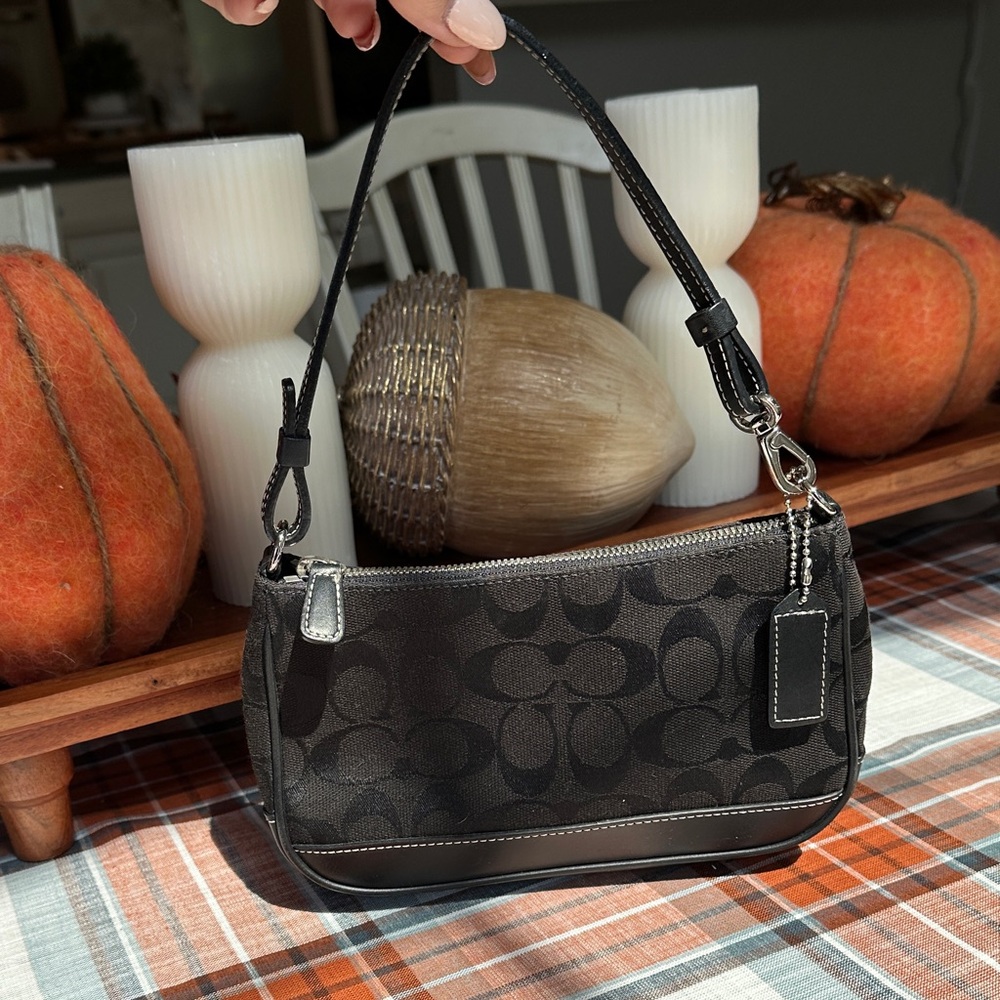 Coach Black Mini Bag with Signature Pattern